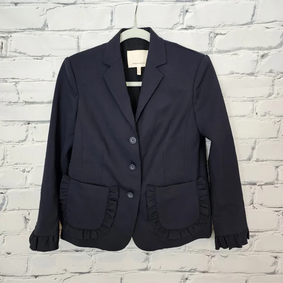 Rebecca Taylor Spring Ruffle Jacket in Navy - Picture 2 of 8